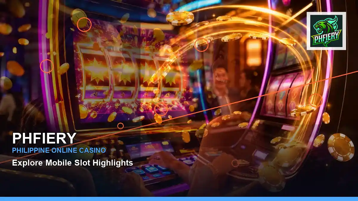 PHFIERY reels casino bonus games featuring an adult Filipina casino host with a left-diagonal composition